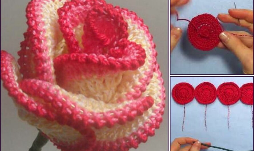 ROSE CROCHET FLOWER – Free Video Tutorial 🧶🧶🌹🌹🌹