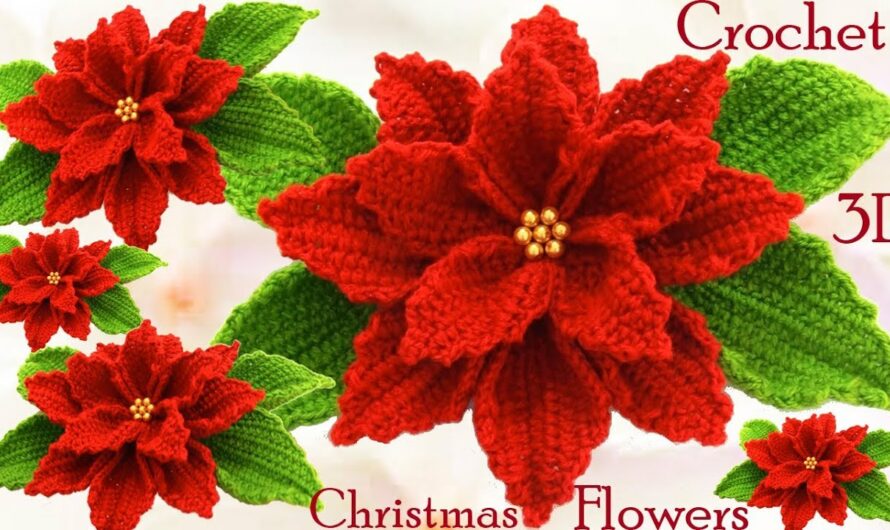 CROCHET POINSETTIA FLOWER TO MAKE FOR DECOR