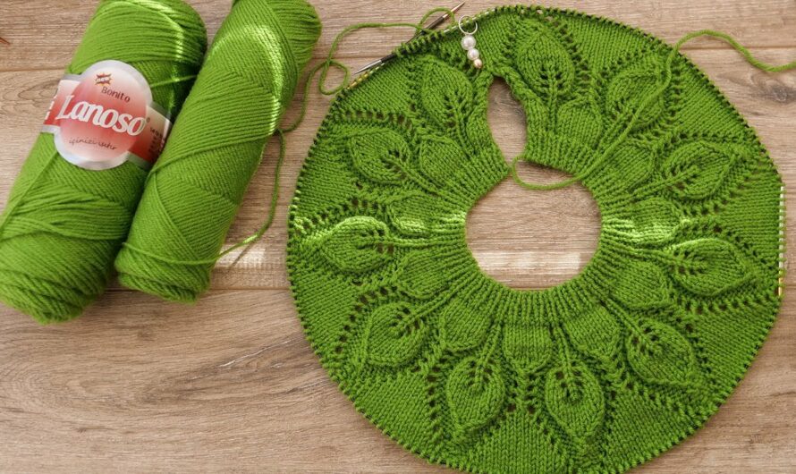 Knit Round Baby Yoke with Leaves