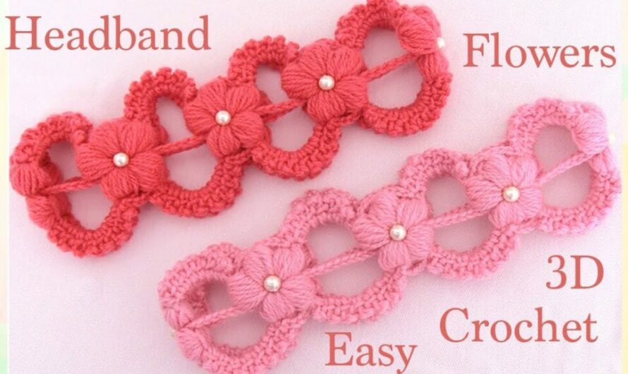 CROCHET EASY HEADBAND WITH 3 D FLOWER