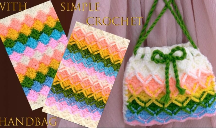 CROCHET 3 D HANDBAG IN RAINBOW COLORS