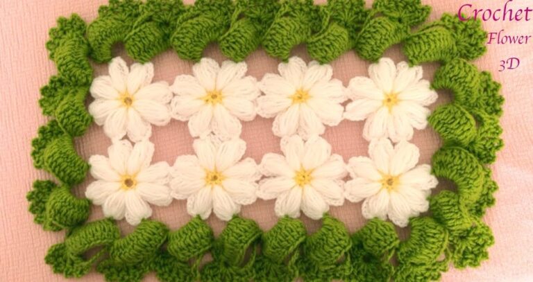 HOW TO CROCHET DAISY FLOWER WITH LEAVES