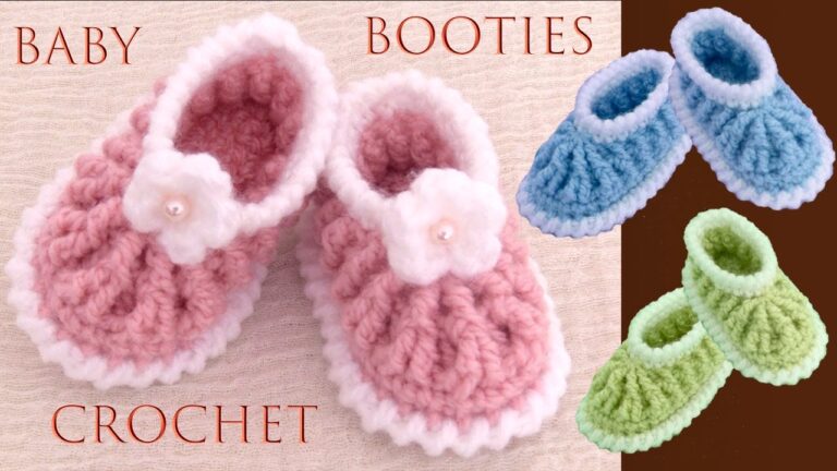 CROCHET ELASTIC BABY SHOES WITH TINY FLOWER