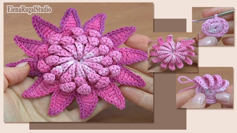 CROCHET BEAUTIFUL FLOWER WITH SHARP PETALS