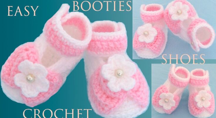 CROCHET BABY SHOES WITH TINY FLOWES