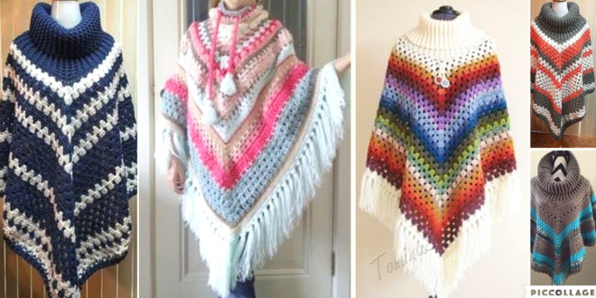 Beautiful ponchos with crochet collar / Step-by-step tutorial course