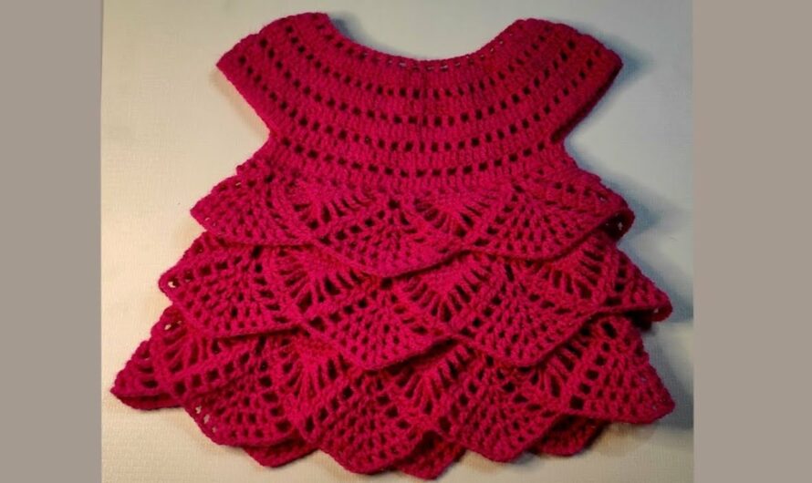 Beautiful crochet frill frock for a girl