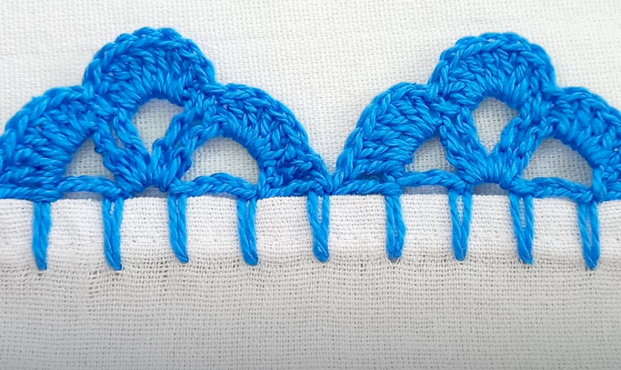 Single-row crochet bar for easy dishcloth