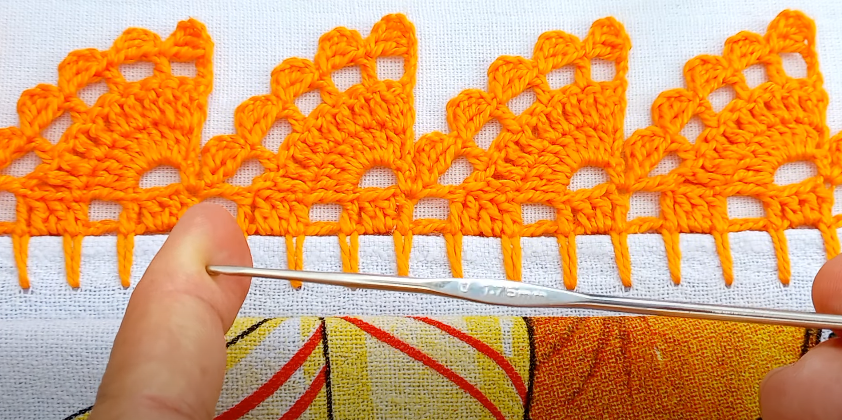 Single row crochet bar for dishcloth