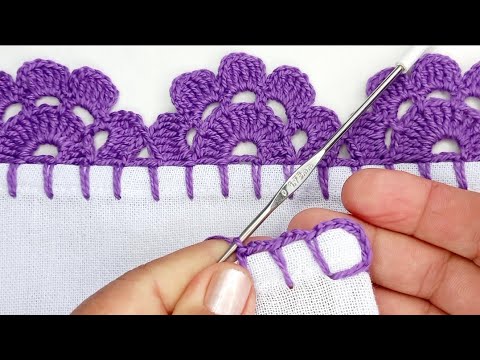 Easy single row crochet hem for dishcloth