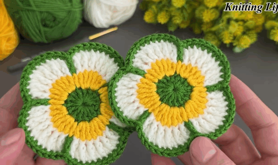 How to make knitting motif flower