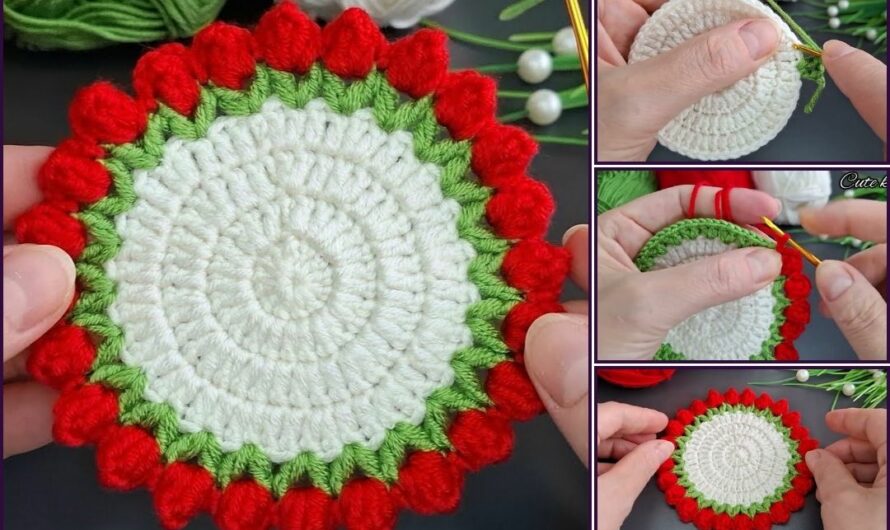 How to Make coaster crochet 🧶🧶🌹🌹🌸🌸