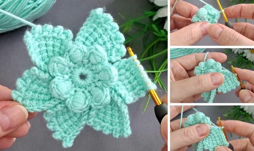 How to make a crochet star 3d flower 🧵🧵🌼🌼
