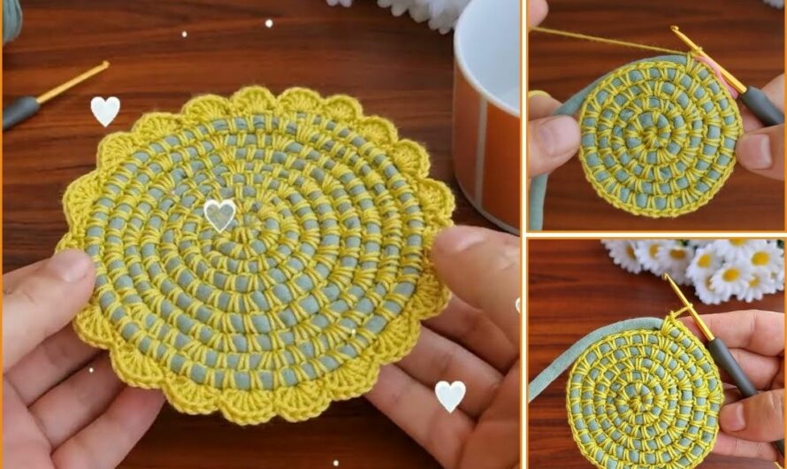 How to Make a Crochet Coaster with a Yellow Flower 🧶🧶🍀🌺