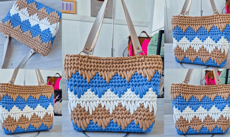 How to Make a Crochet Striped Bag 👜👜