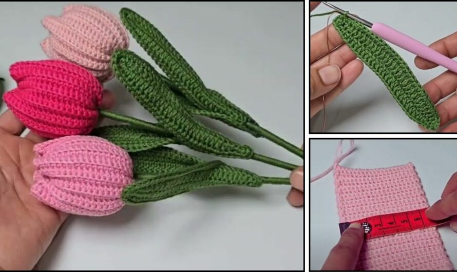 How to Crochet a Tulip Flower: Step-by-Step🧶✨💖🌷🌷🌷