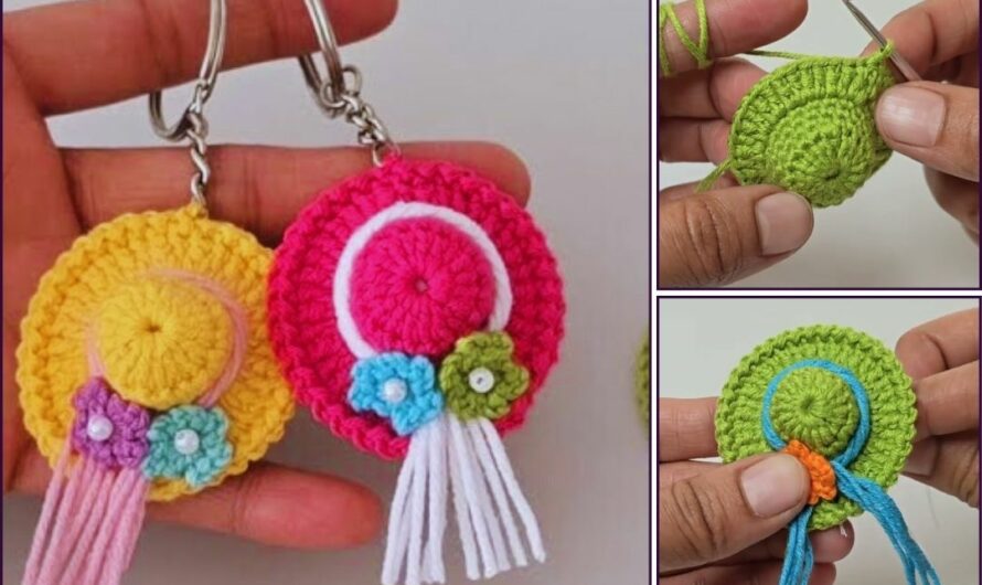 How to Crochet a Cute Mini Hat Keychain: A Beginner’s Tutorial🧶✨✨👒👒👒