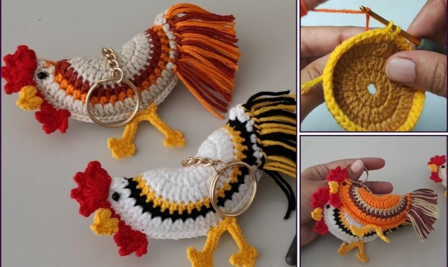 How to Crochet a Cute Rooster Keychain: A Beginner’s Pattern🧶✨✨🐓🐓🐓