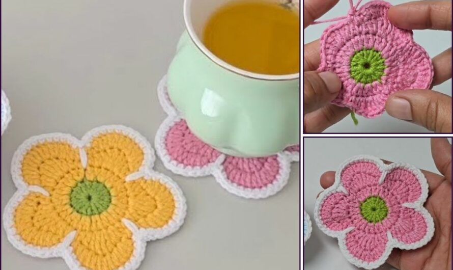 How to Crochet a Cute Daisy Flower Coaster 🧶🧶🌸🌸🥛🥛
