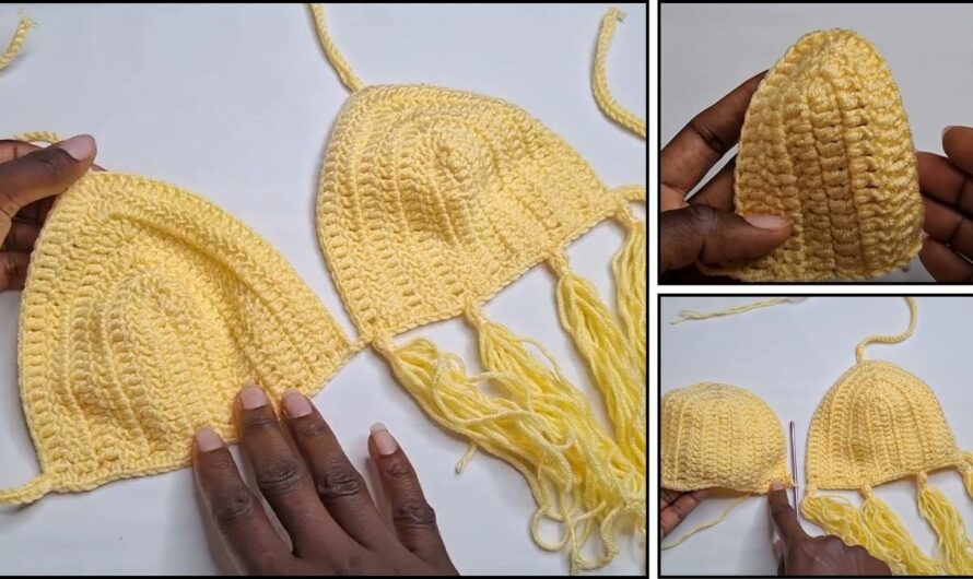 How to Crochet a Simple Triangle Bikini Top for Complete Beginners🧶✨✨👙👙🩱🩱
