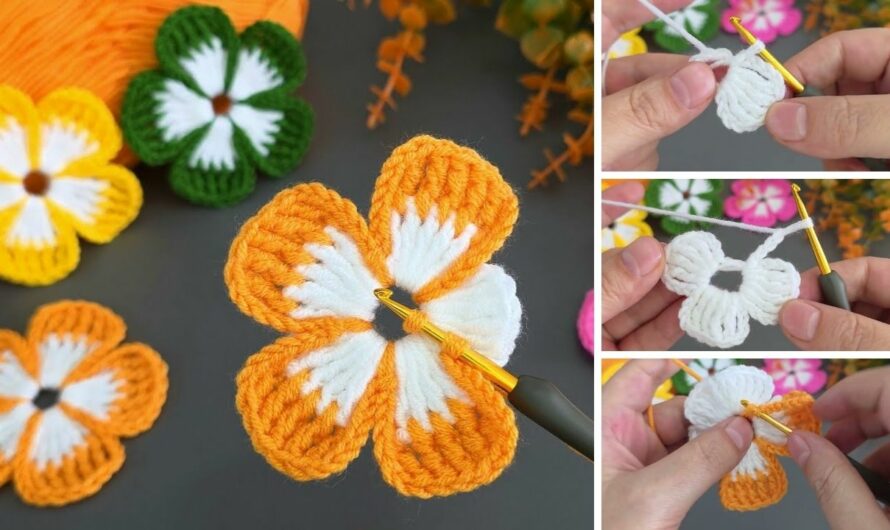 How to Crochet a 3D Layered Flower: A New Pattern for Beginners🧶🌸🌸🌸✨✨