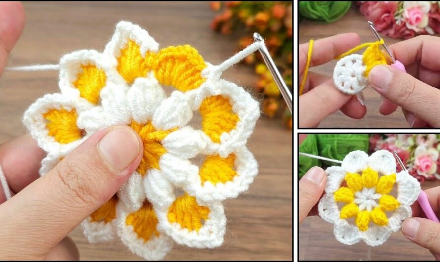 How to Crochet a 3D Layered Flower: A New Pattern for Beginners🧶🏵🏵🌸