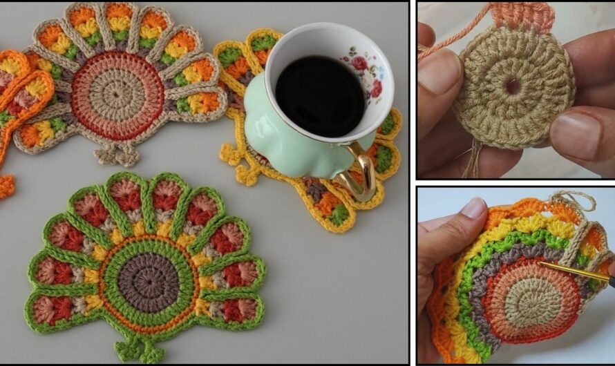 How to Crochet a Peacock Coaster: A Detailed Tutorial🧶✨💖🦚🦚🦚