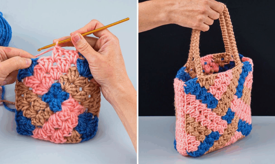 How to Crochet a Handbag Bag Using Granny Squares🧶🧶👜👜✨✨