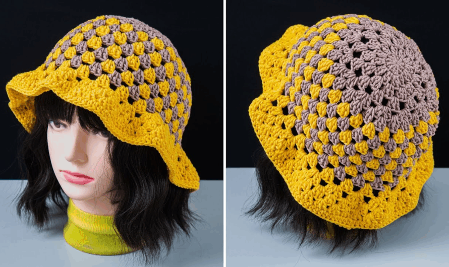 How to Crochet a Granny Square Summer Bucket Hat🧶👒👒🍁🍂