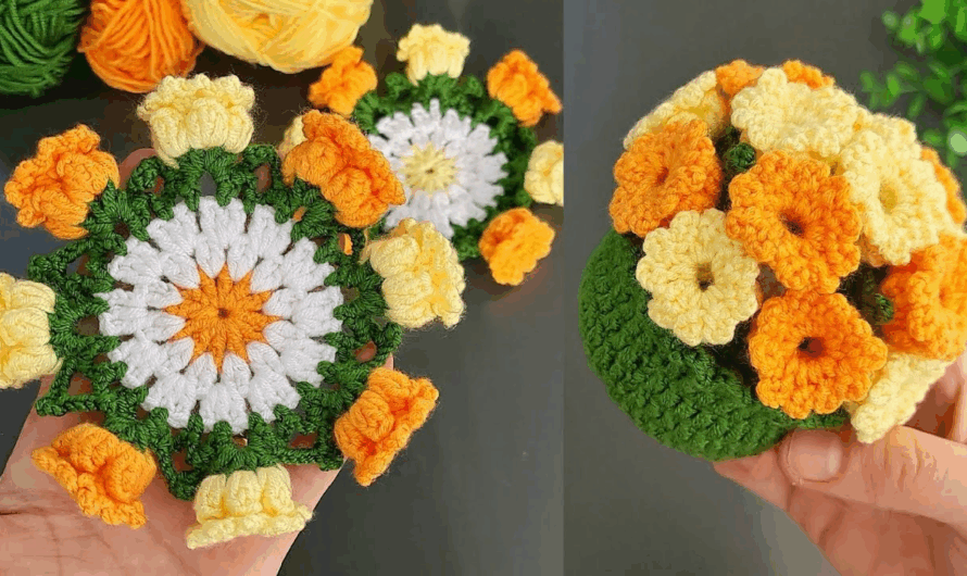 How to Crochet Colorful Flower Coasters for Coffee Cups 🏵🌸🌺🧶🧶