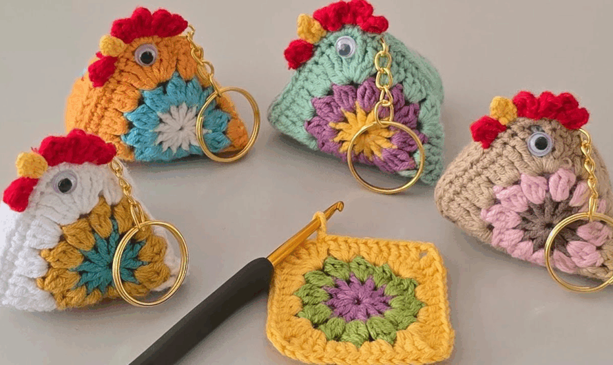 How to Crochet a Cute Chicken Keychain (Amigurumi Style)✨🧶🧶🐓🐓🐓