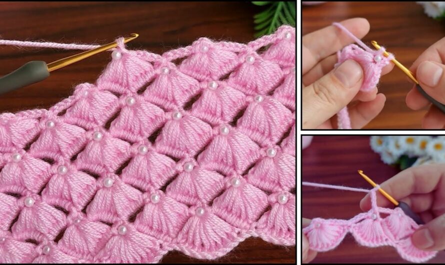 How to Crochet a Baby Blanket with a “Mussel and Pearl” Design🧶✨💖🥰