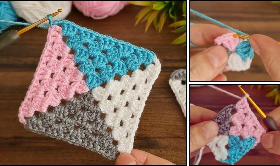 How to Crochet a Classic Granny Square (4 Colors)🧶✨💖💖🥰