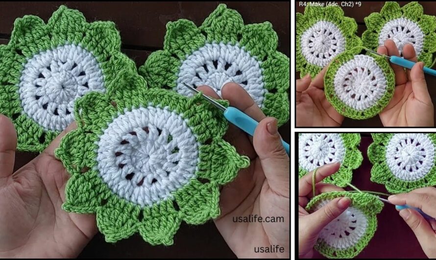 How to make a crochet flower coaster✨❤💖💕💕