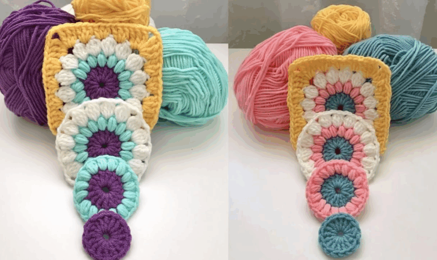 How to Crochet a Colorful Sunflower Granny Square ✨💖🌺🤞