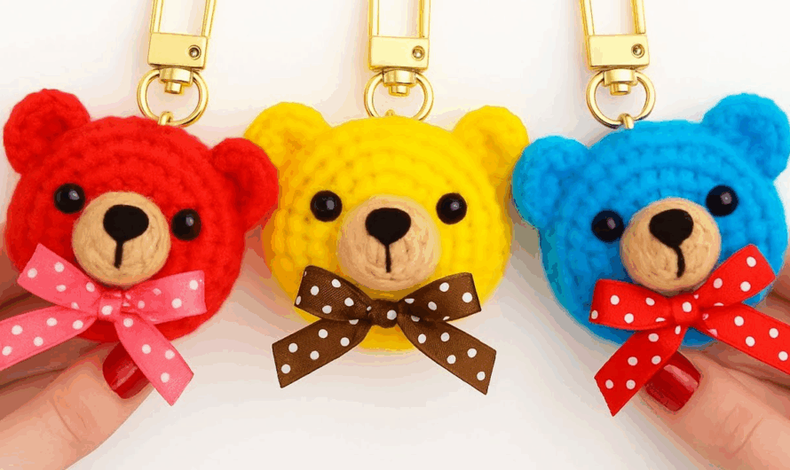 How to Crochet little bear keychain For Beginners✨💖🐻🐻🐼