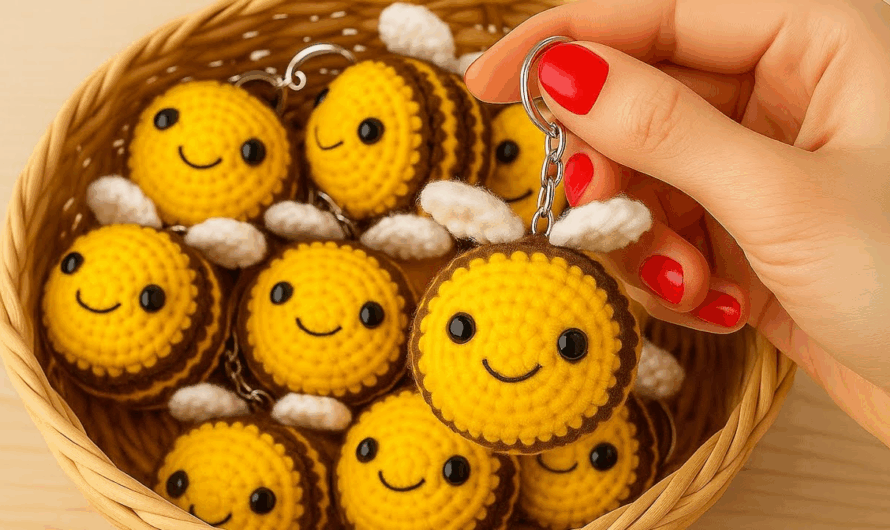 How to crochet a viral bee keychain✨💖🌺🌸