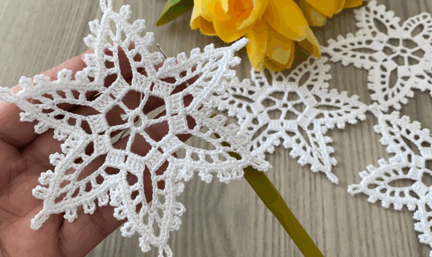 How to Crochet Motif Model Tutorial Pattern for Christmas (Snowflake)✨✨✨💖😘