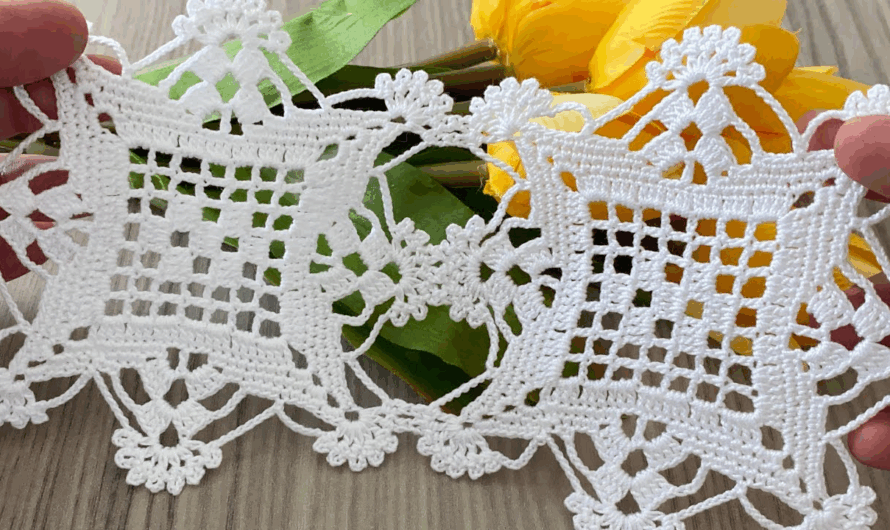 How to Crochet Lace Square Motif Pattern (Runner, Blouse, Bedspread)🧶✨🌺💖😘