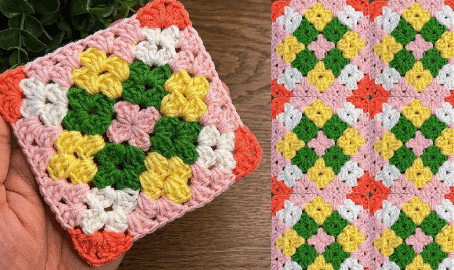 beautiful crochet square motifs pattern 🤩🌸🌺💖