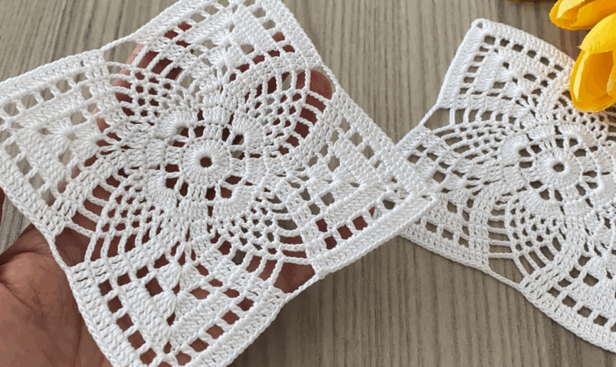 Eye-Catching Starburst Textured Square Motif Tutorial🌼💖😍✨