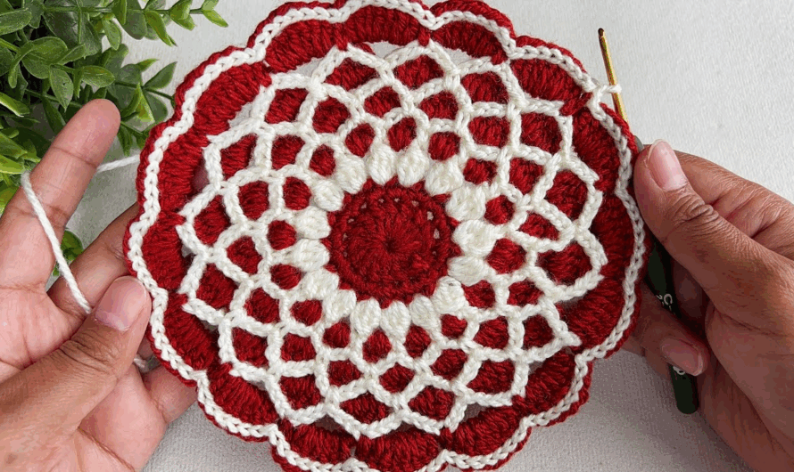 ✨How to Crochet motif crochet Coaster ,step by step for beginners😍💖🌸🌺