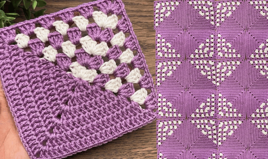 🌸Unique Textured Woven Diamond Granny Square Tutorial🌺💖✨