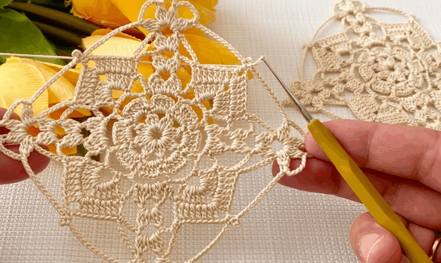 🌻 Amazing Textured Sunflower Square Motif Tutorial💖🌸🌺