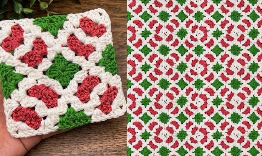 💕How to crochet granny square motifs pattern🌸🌺