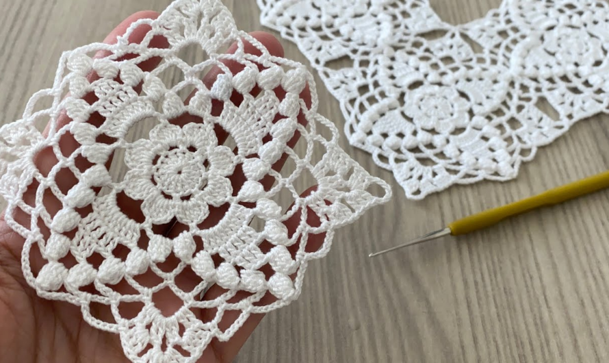 🍿 Textured Popcorn-Corner Square Motif Tutorial🌺🌸💖