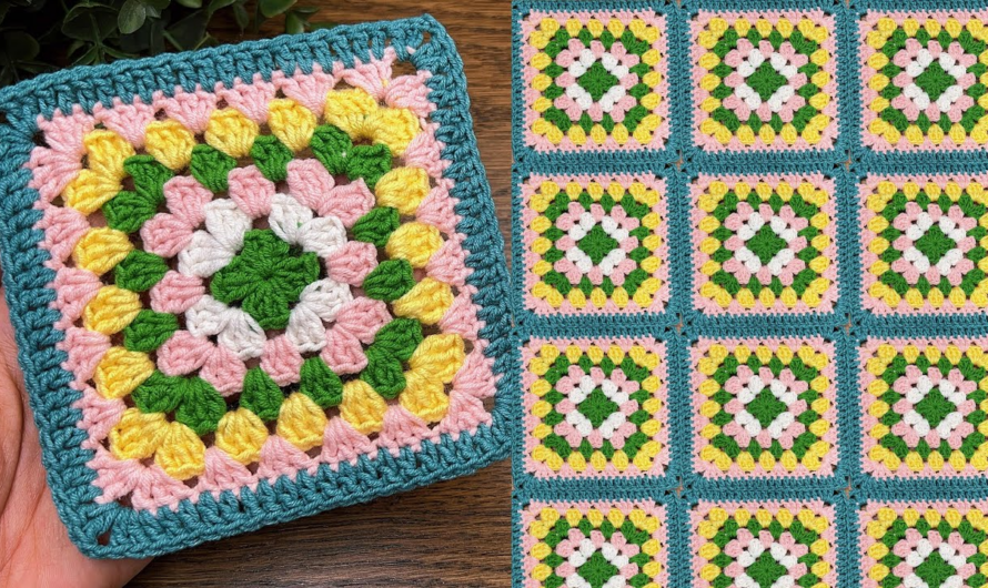 🟩 Classic Granny Square Tutorial: Step-by-Step Guide💕💖🌸
