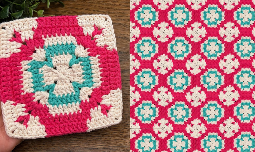 💖How to Crochet Square Design✨🌸🧶
