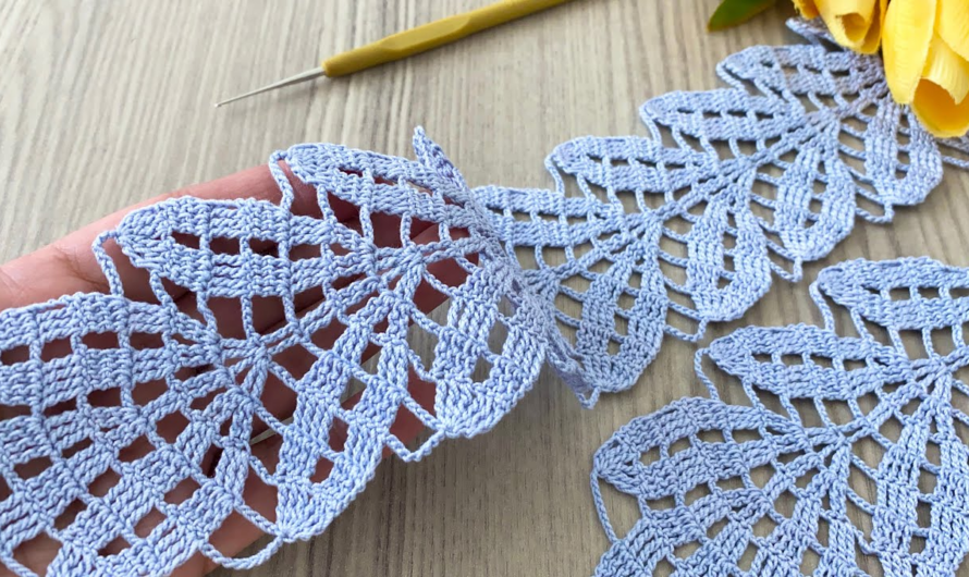 🌿Crochet New and Very Stylish Leaf Pattern Multi-Purpose Lace Tutorial😍🌺🌸