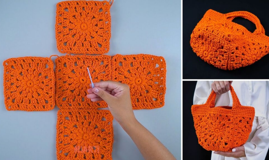 💕💕How to Make a Square Handbag with Orange Color (Full Tutorial)